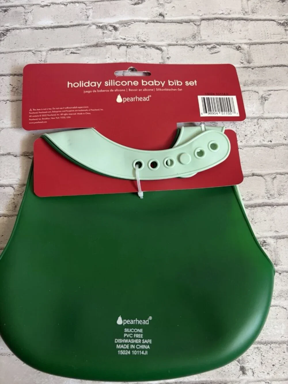 Pearhead Holiday Silicone Baby Bib Set Of 2 NEW